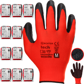 Rękawice Robocze MERCATOR Tech Red+Black Latex - M - 120 Par