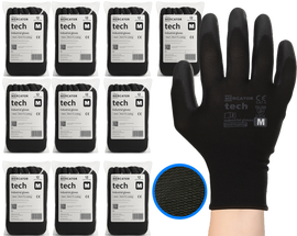 Rękawice Robocze MERCATOR Tech Black+Black PU - M - 120 Par