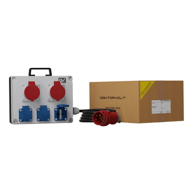 Rozdzielnica budowlana z kablem FRED SKH 2x16A 3x230V Schuko Mennekes Doktorvolt