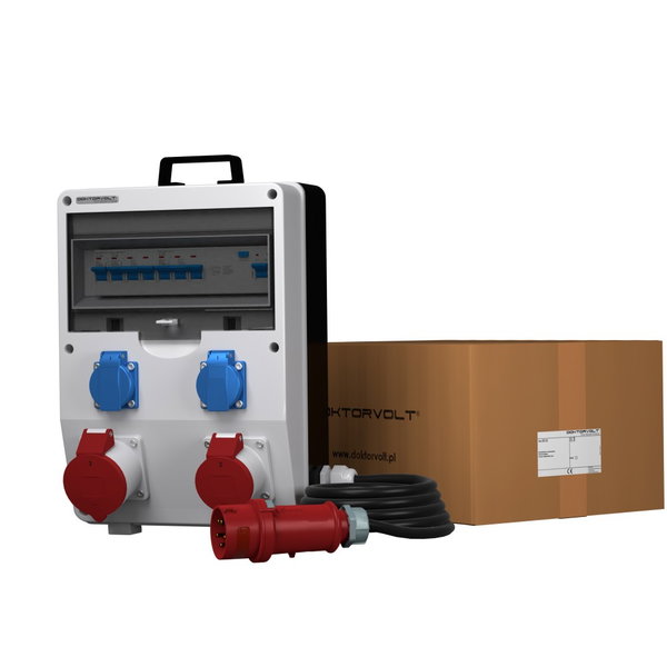 Rozdzielnica budowlana z kablem ECO-S/FI 32A 16A 2x230V Schuko Doktorvolt