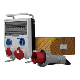 Rozdzielnica budowlana na stojaku z kablem TD-S/FI SKHU 63A 16A 2x230V Schuko