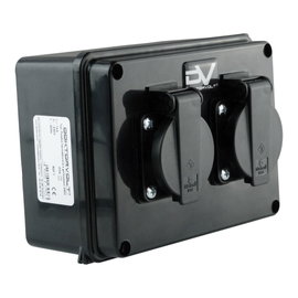 Puszka hermetyczna z gniazdami 230V wym/zew 160x120x95 IP54 Schuko 6.82105 M-L
