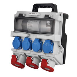Rozdzielnica budowlana 12 modułowa z uchwytem IP44 4x230V SCHUKO 2x16A 32A