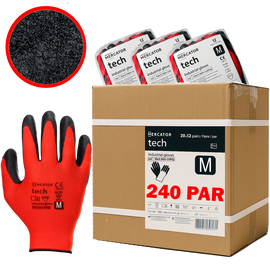 Rękawice Robocze MERCATOR Tech Red+Black Latex - M - 240 Par