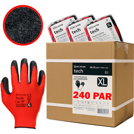 Rękawice Robocze MERCATOR Tech Red+Black Latex - XL - 240 Par