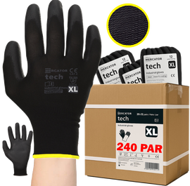 Rękawice Robocze MERCATOR Tech Black+Black PU - XL - 240 Par