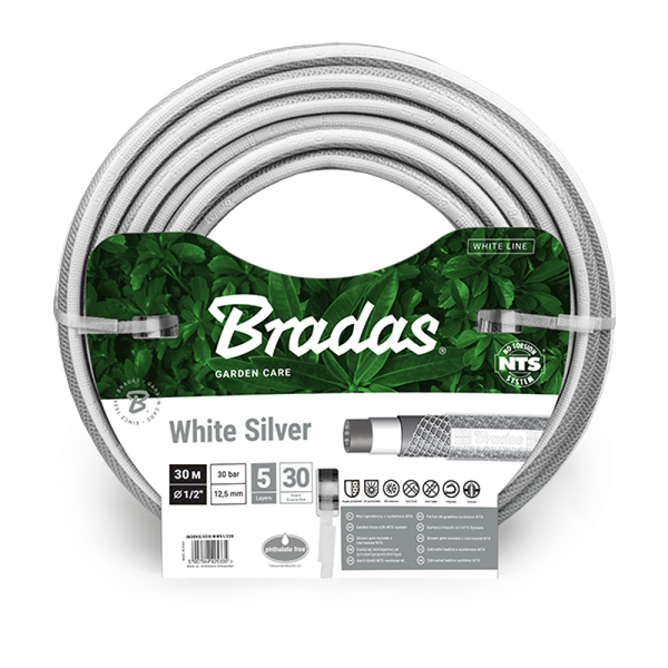 Wąż ogrodowy 1/2" 30m NTS WHITE SILVER WWS1/230 BRADAS 5342