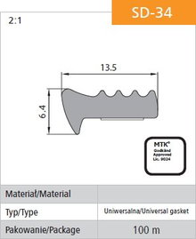 USZCZELKA SAMOPRZYLEPNA CZARNA SD-34/4-0 13.5 6.4MM MB - 100.0 MB - USZ SD-34