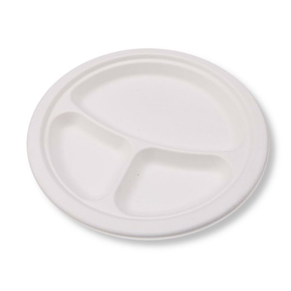 Talerz z pulpy trzcinowej trójdzielny 26cm 125szt