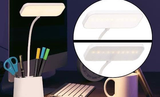 Lampka biurkowa LED USB z przybornikiem Ściemniana