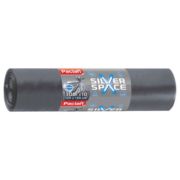 Worki na śmieci 300L maxi 10szt Silver Space Paclan