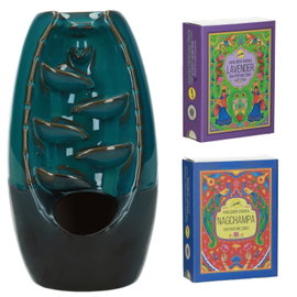Kominek Ceramiczny + Kadzidełka Stożkowe (Lavender + Nagchampa)