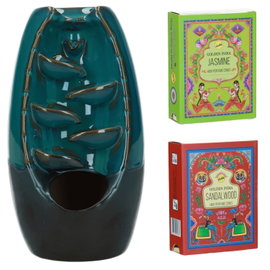 Kominek Ceramiczny + Kadzidełka Stożkowe (Jasmine + Sandalwood)