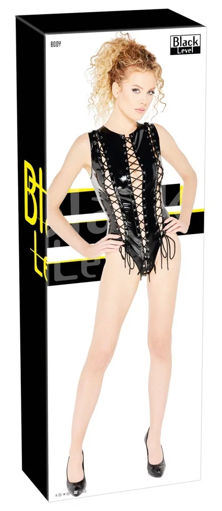 Black Level Body Winylowe Sznurowane Czarny XL Błyszczące Regulacja