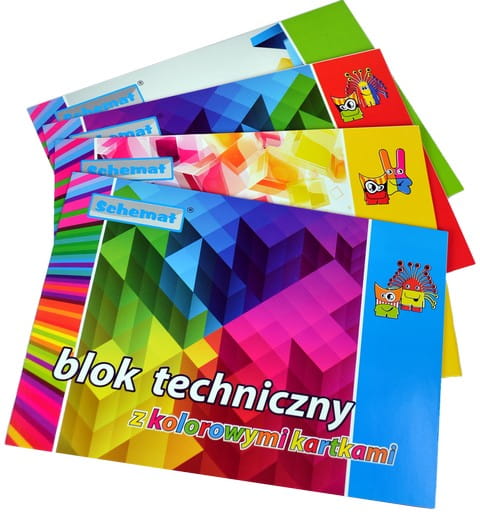 blok techniczny A4 z kolorowymi kartkami 20szt. - 121165