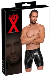 LateX Spodenki Lateksowe Czarny Zamek Błyskawiczny S