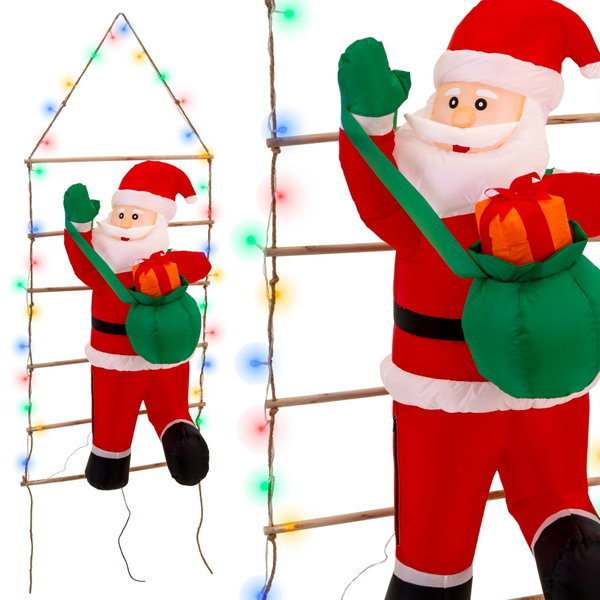 MIKOŁAJ nadmuchiwany drabina ŚWIECĄCY DUŻY pompowany LED 150 cm JUMIhome