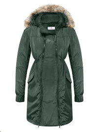 Damski płaszcz ciążowy zimowy z kapturem khaki Bellybutton Maternity