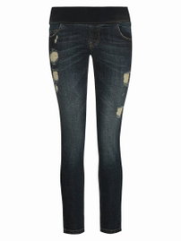 Damskie jeansy ciążowe z przetarciami niebieskie BellyButton Maternity