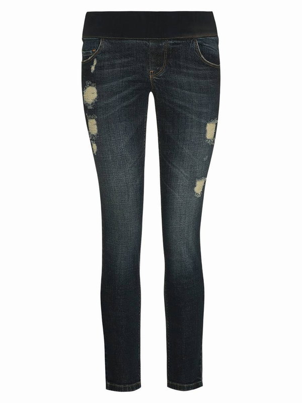 Damskie jeansy ciążowe z przetarciami niebieskie BellyButton Maternity