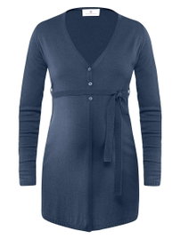 Damski sweter długi wełniany wiązany niebieski Bellybutton Maternity