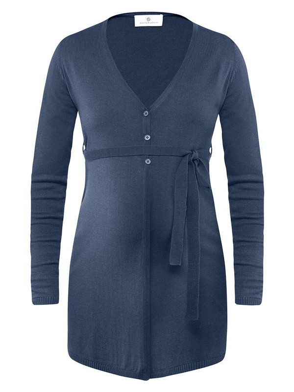 Damski sweter długi wełniany wiązany niebieski Bellybutton Maternity