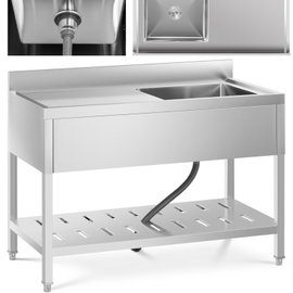 Zlew basen gastronomiczny jednokomorowy z półką i rantem prawy 120 x 60 x 94,5