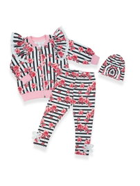 Dziewczęcy komplet 3-częściowy bluza, legginsy, czapka biały Nicol
