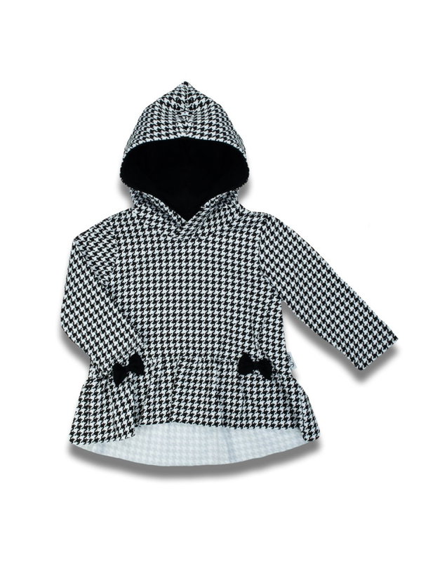 Dziewczęca bluza dresowa z kokardkami w pepitkę biała Nicol