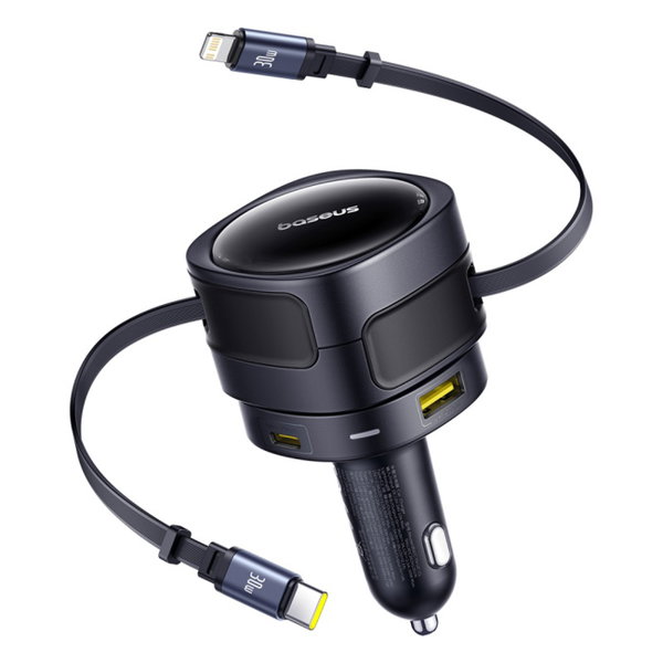 Ładowarka samochodowa USB-C z kablem USB-C iPhone Lightning 90W - czarna