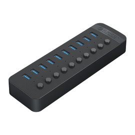 Hub CT2U3-10AB z włącznikami 10x USB-A - czarny