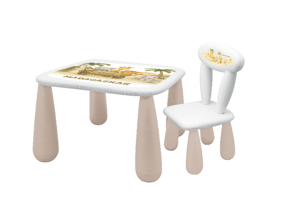 MALTEX SET LUNA MADAGASKAR Stolik dla dzieci + krzesełko biały/beżowy