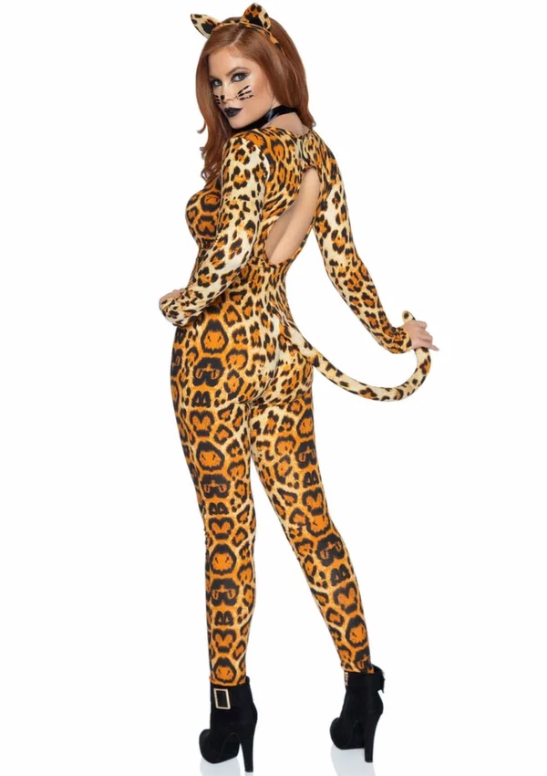 Leg Avenue Cougar Catsuit komplet 3-częściowy z opaską i ogonem