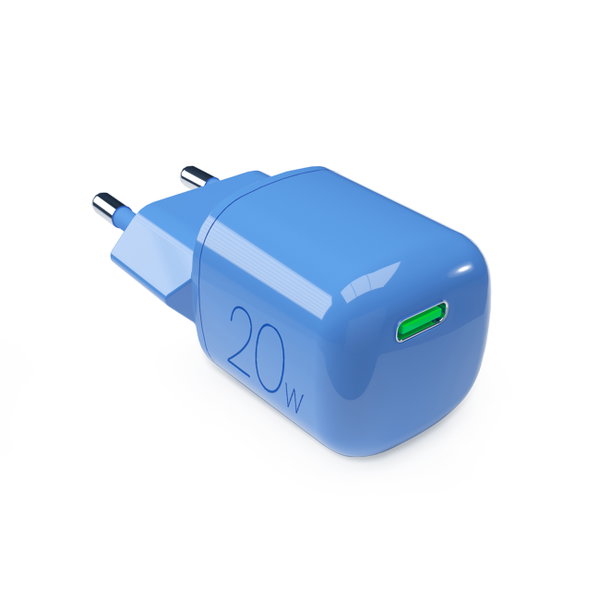 Ładowarka sieciowa USB-C GaN 20W - niebieska