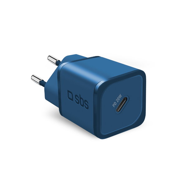 Ładowarka sieciowa GaN z Power Delivery 20W - niebieska