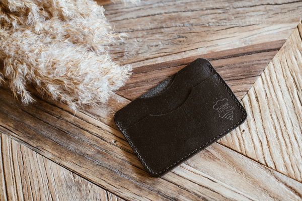 Czarny Handmade Etui na Karty - Cardholder Skóra