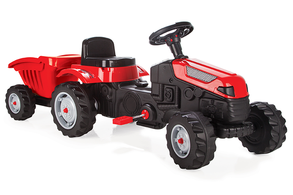 ARTYK 073168 PILSAN Traktor na pedały z przyczepą czerwony