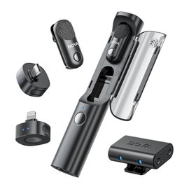 Zestaw mikrofonów bezprzewodowych 4w1 2.4GHz USB-C MAGIC-02 - czarny