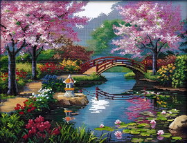 Zestaw do haftu krzyżykowego Sakura 50x40 cm pełny zestaw z niciami, igłami i