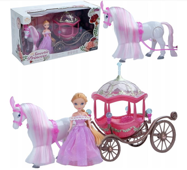 Konik różowy B/O +kareta + lalka 18cm 5472
