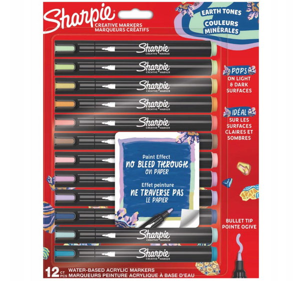 MARKERY SHARPIE NEW AKRYL WODOODPORNE 12KOL. 4219