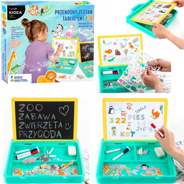 PRZENOŚNY ZESTAW TABLIC 5W1 ZOO KIDEA 1078