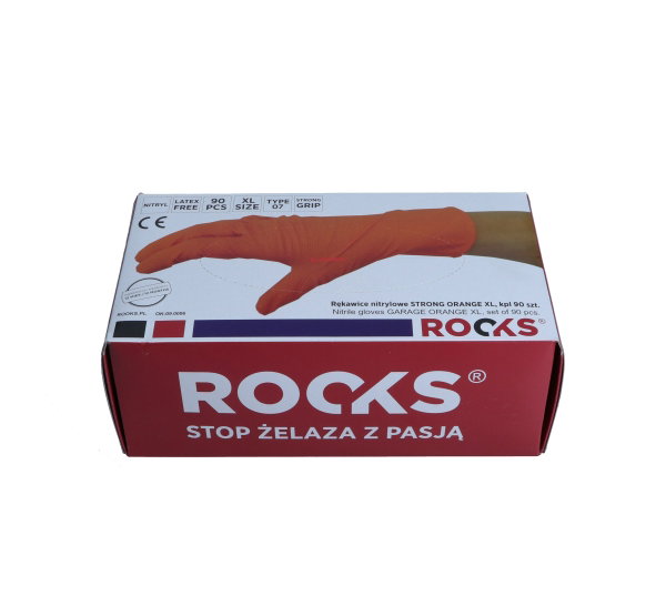 ROOKS RĘKAWICE NITRYLOWE STRONG ORANGE XL, KOMPLET 50 SZT