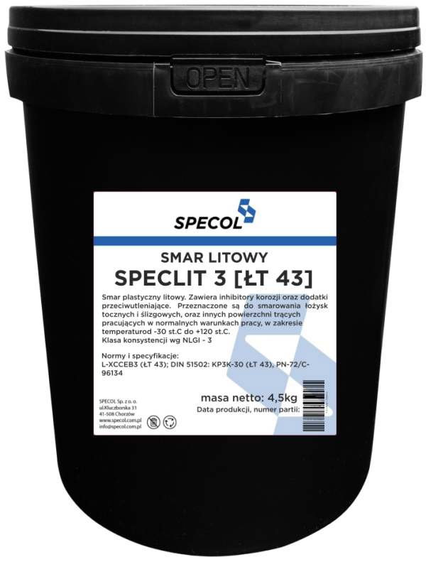 SPECOL SMAR DO ŁOŻYSK ŁT 43 SPECLIT 3 4,5KG