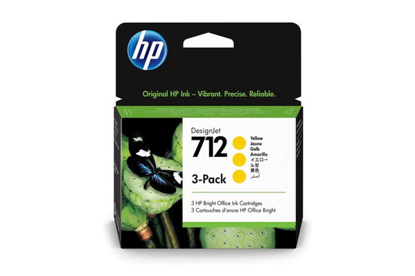 Oryginalny Tusz Yellow HP 712 Trójpak (3ED79A)