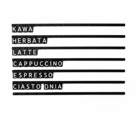 Kafelki z Literami Napis do Biura Kawiarni CZARNO BIAŁE 6x4 cm - 20 LITER