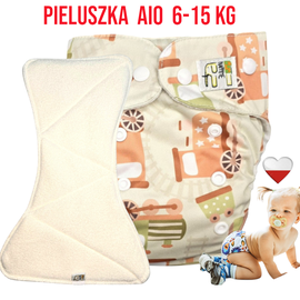 Pieluszka Wielorazowa AIO Kieszonka Mikropolar POCIĄGI ZIELONE NappiMe