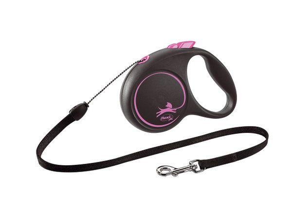 Flexi Smycz Black Design M Linka 5m Do 25kg Różowa