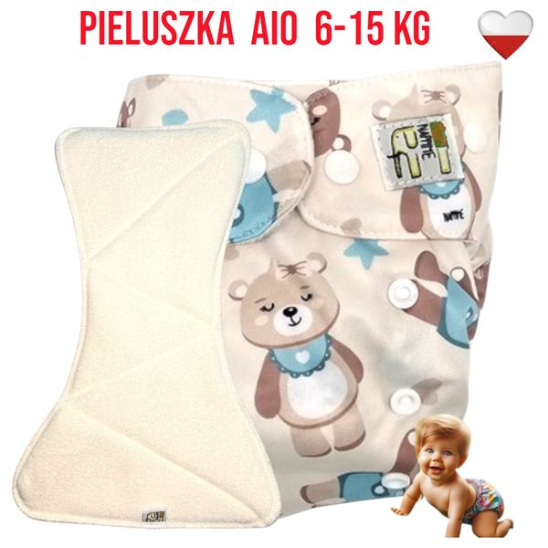 Pieluszka Wielorazowa AIO Kieszonka Mikropolar MISIE MIĘTOWE NappiMe