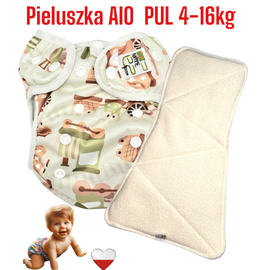 Pieluszka Wielorazowa AIO PUL POCIĄGI ZIELONE NappiMe